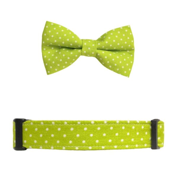 Lime Green and White Polka Dot Collar and Bow Tie Set