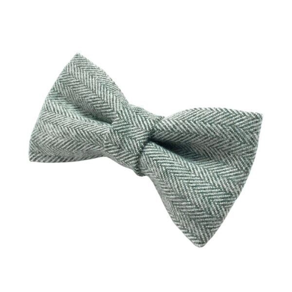 Olive Herringbone Flannel Bow Tie - Image 3