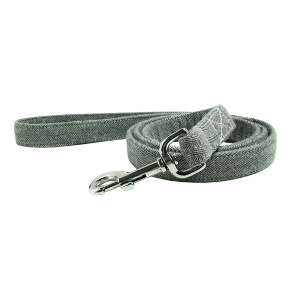 Olive Herringbone Flannel Collar and Leash Set - Image 3