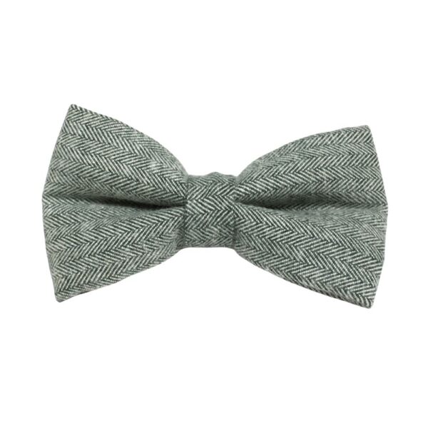 Olive Herringbone Flannel Bow Tie