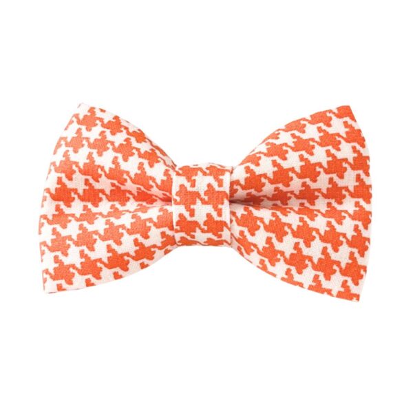 Orange and White Houndstooth Bow Tie