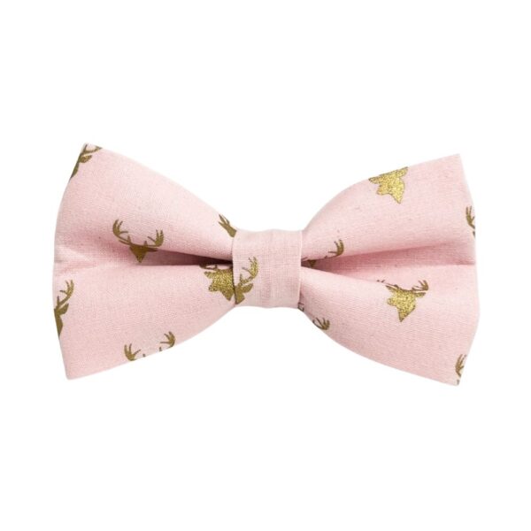 Pink and Gold Deer Heads Bow Tie