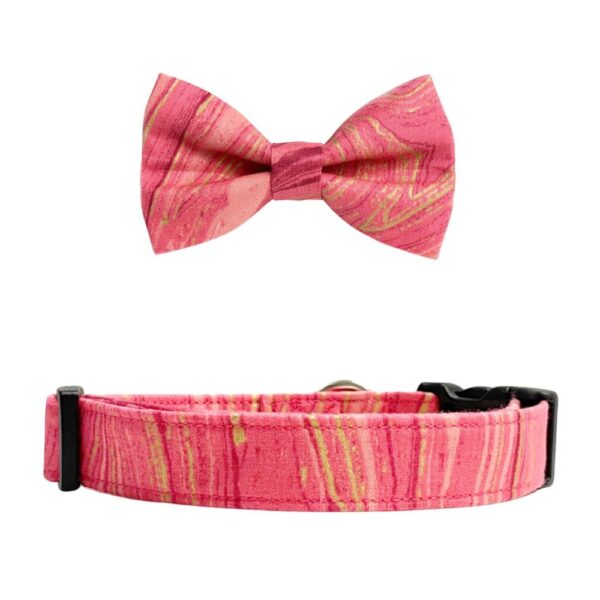 Pink and Gold Marble Collar and Bow Tie Set