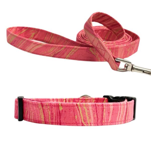 Pink and Gold Marble Collar and Leash Set