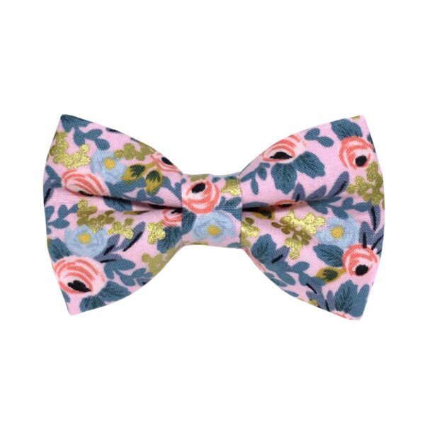 Rosa Pink Metallic Floral Bow Tie