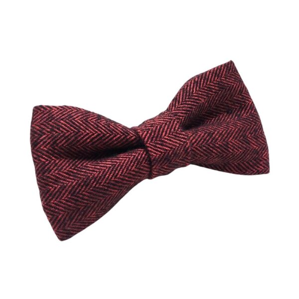 Red Herringbone Flannel Bow Tie - Image 2