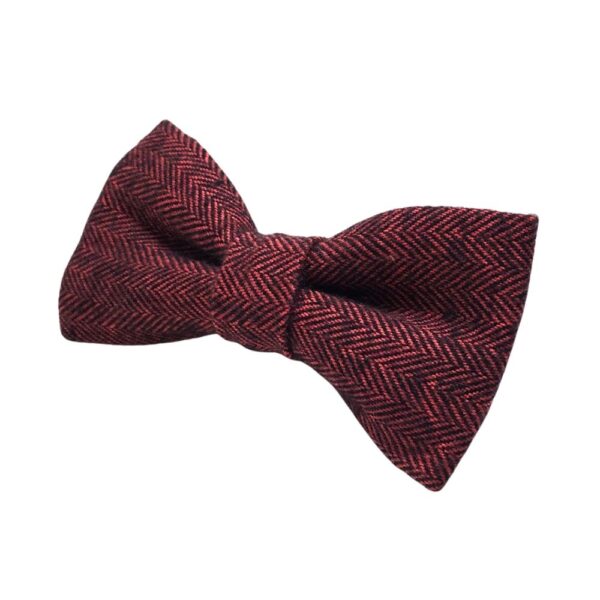 Red Herringbone Flannel Bow Tie - Image 3