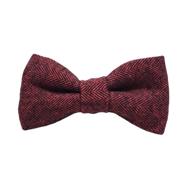 Red Herringbone Flannel Collar and Bow Tie Set - Image 2