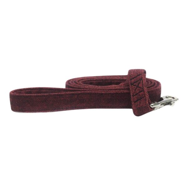 Red Herringbone Flannel Collar and Leash Set - Image 3