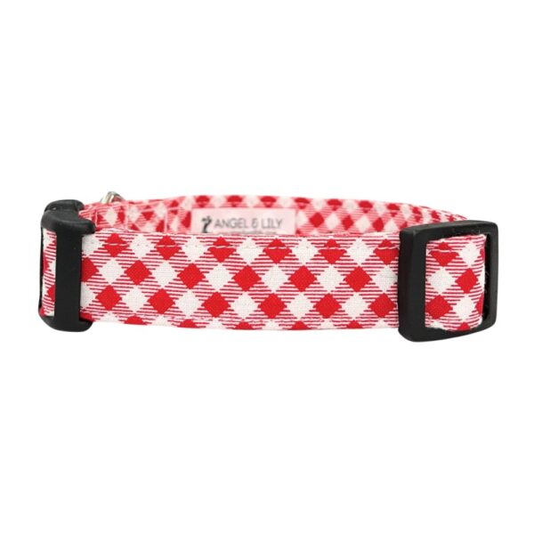 Red and White Gingham Collar and Bow Tie Set - Image 3