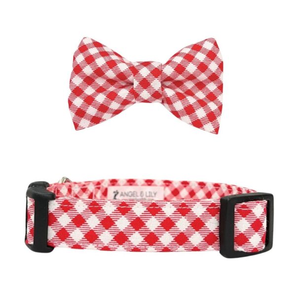 Red and White Gingham Collar and Bow Tie Set