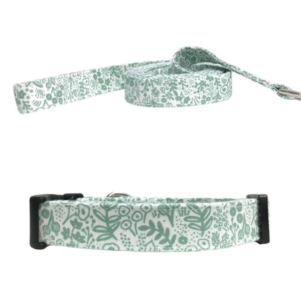 Tapestry Lace Sage Collar and Leash Set