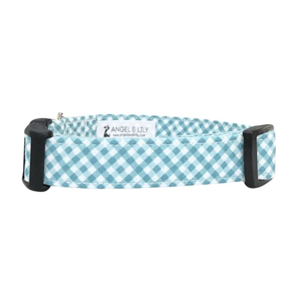 Teal and White Gingham Collar and Bow Tie Set - Image 3