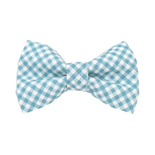 Teal and White Gingham Collar and Bow Tie Set - Image 2