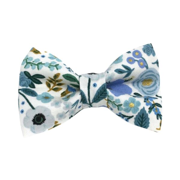 Wild Rose Blue Metallic Floral Collar and Bow Tie Set - Image 2