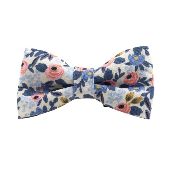 Rosa Periwinkle and White Floral Bow Tie