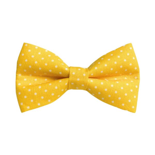 Yellow and White Polka Dot Bow Tie