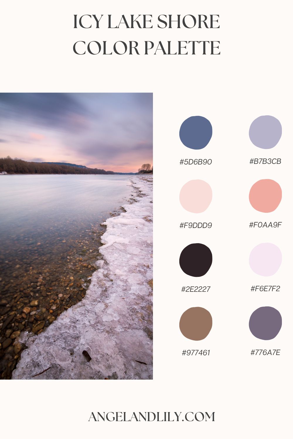 A Serene Winter Escape: 6 Icy Lake Shore Color Palettes for Inspiration