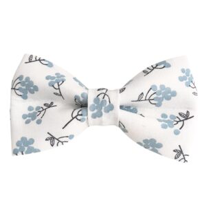 Blue and White Meadow Willow Floral Dog Bow Tie