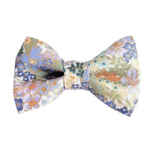 Blue Purple Sage Gold Metallic English Rose Dog Bow Tie