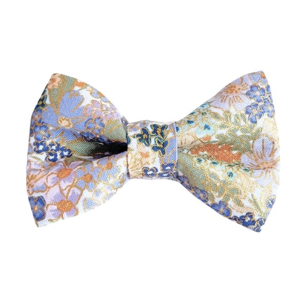 Blue Purple Sage Gold Metallic English Rose Dog Bow Tie