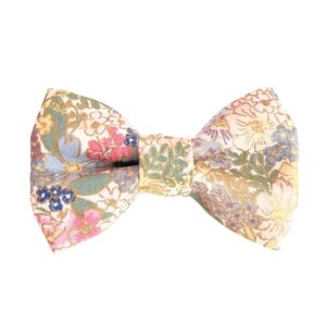 Orange Blue Yellow Gold Metallic English Rose Dog Bow Tie