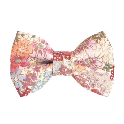 Cream Purple Orange Green Gold English Rose Dog Bow Tie