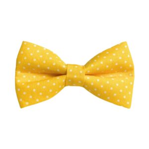 Yellow and White Polka Dots Dog Bow Tie