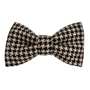 Black and Tan Houndstooth Dog Bow Tie - Size Medium Only