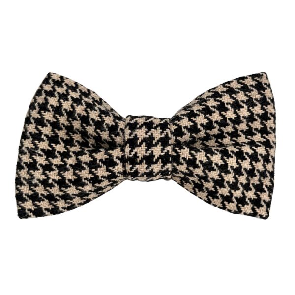 Black and Tan Houndstooth Dog Bow Tie - Size Medium Only