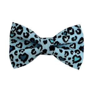Blue and Black Heart Leopard Print Dog Bow Tie