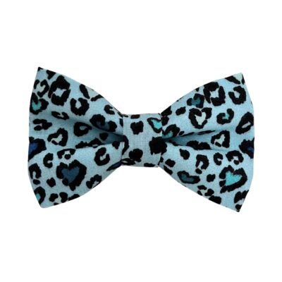 Blue and Black Heart Leopard Print Dog Bow Tie
