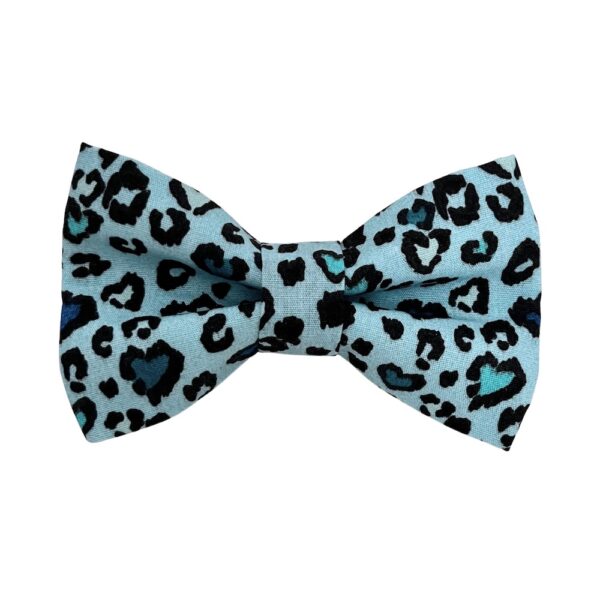Blue and Black Heart Leopard Print Dog Bow Tie