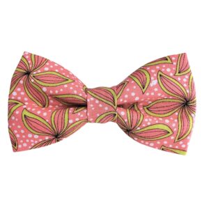 Coral and Lime Groovy Floral Dog Bow Tie