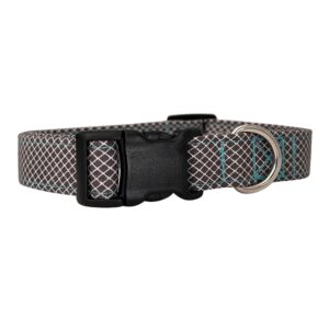 Dark Charcoal Gray and White Crosshatch Plaid Dog Collar