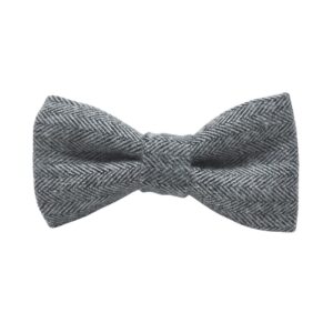 Gray Flannel Tweed Herringbone Dog Bow Tie