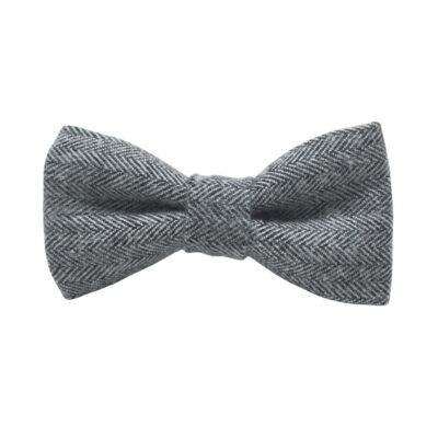 Gray Flannel Tweed Herringbone Dog Bow Tie