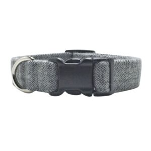 Gray Flannel Tweed Herringbone Dog Collar