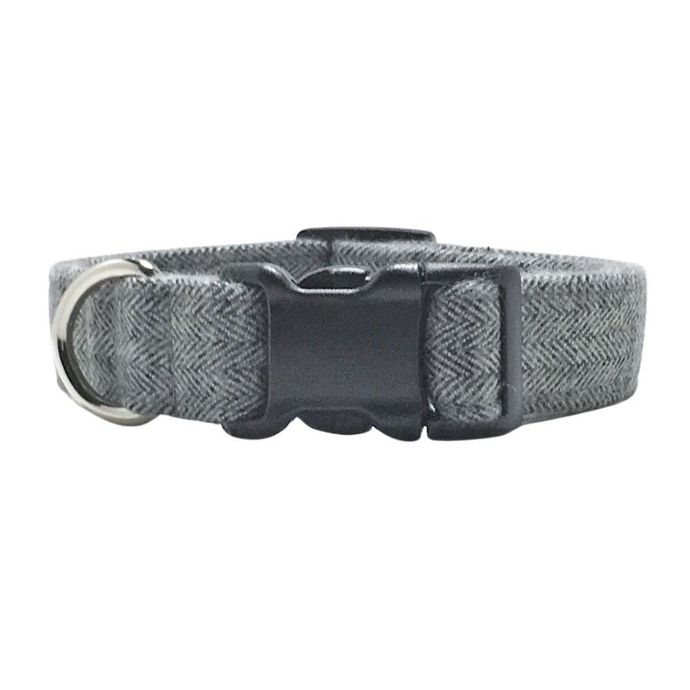 Gray Flannel Tweed Herringbone Dog Collar
