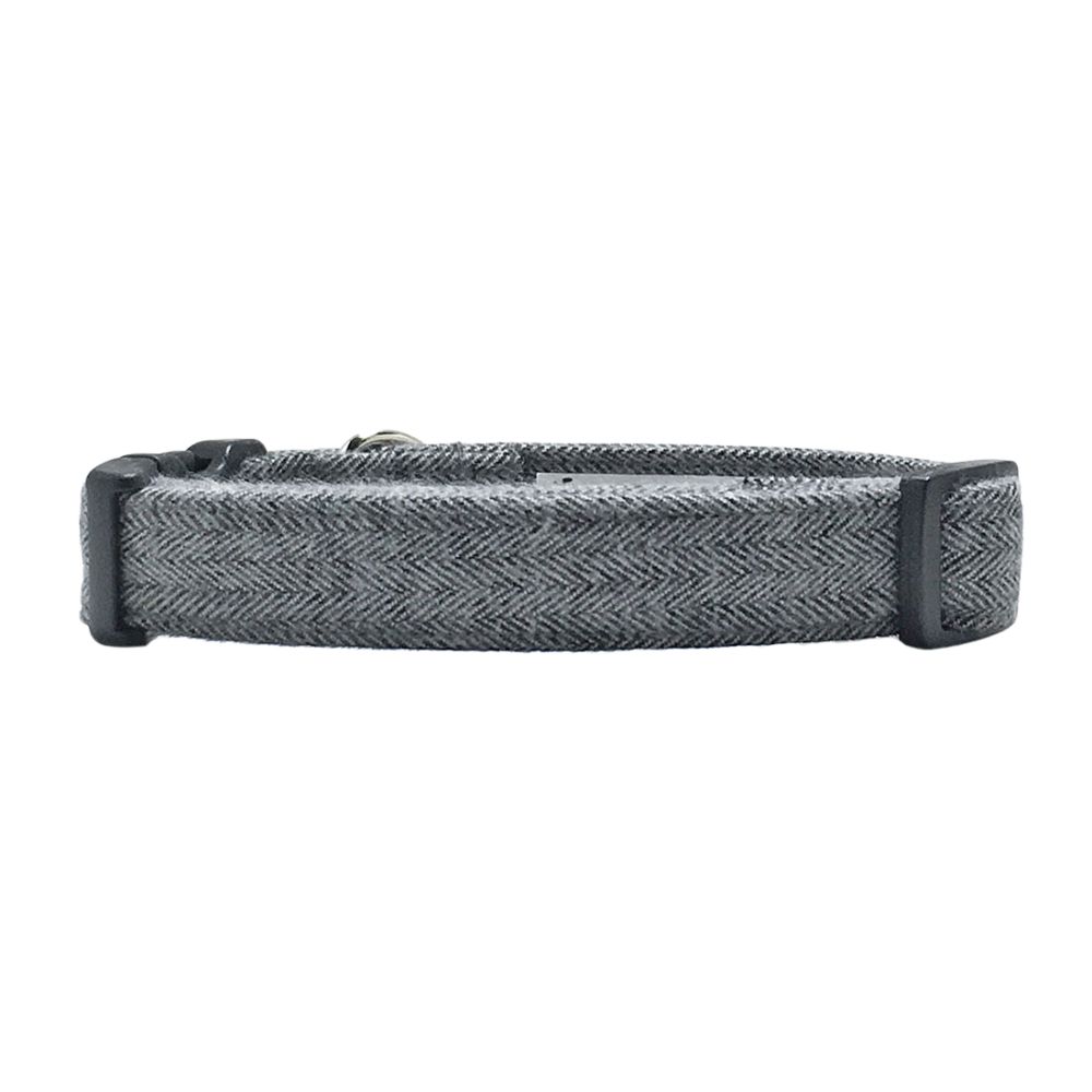 Gray Flannel Tweed Herringbone Dog Collar - Image 2