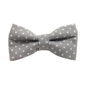 Gray and White Polka Dots Dog Bow Tie