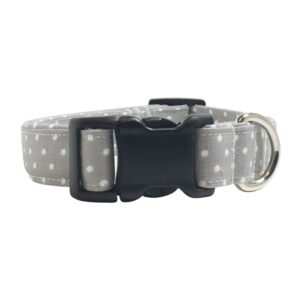 Gray and White Polka Dots Dog Collar