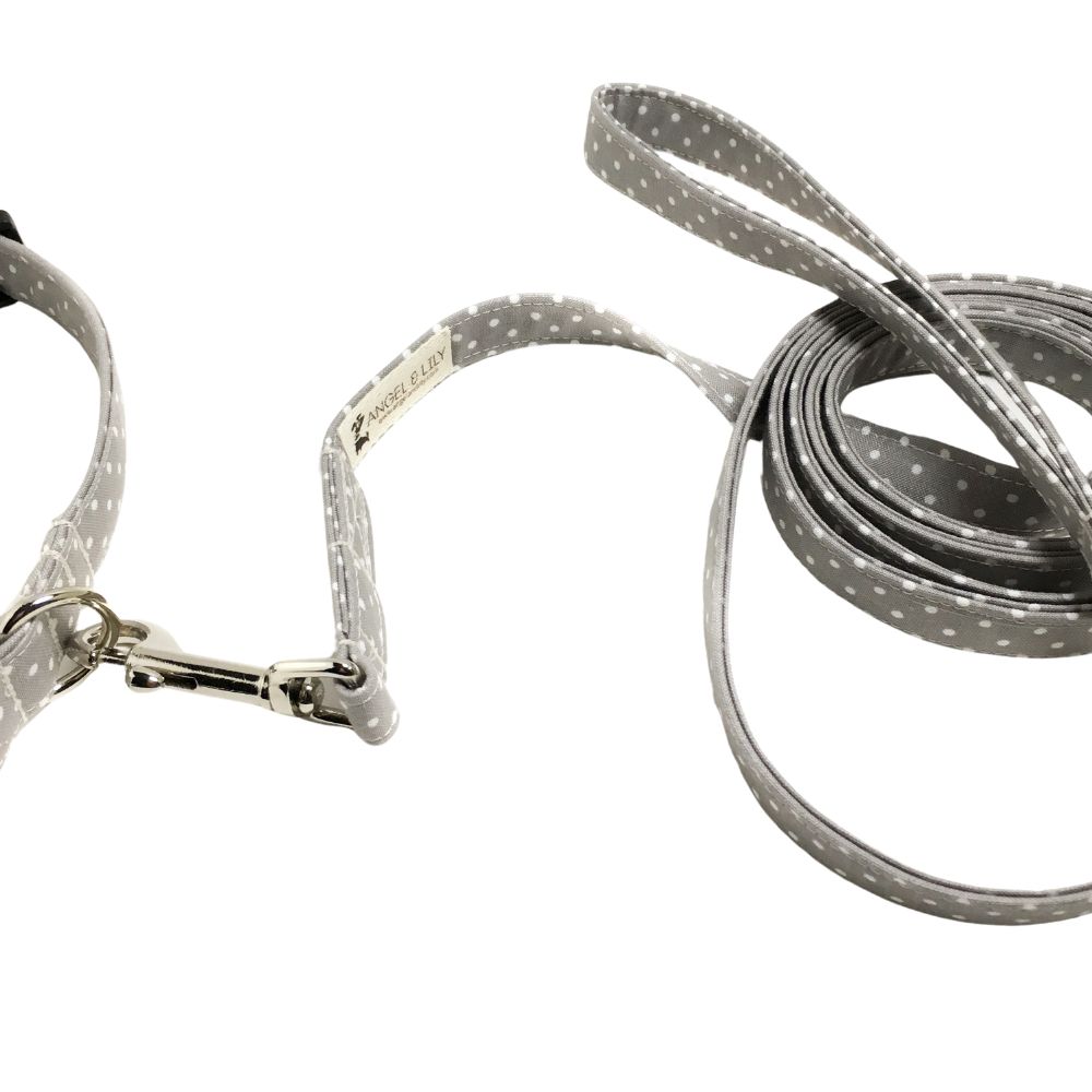 Gray and White Polka Dots Dog Leash - Image 2