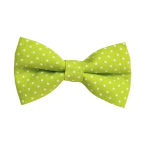 Lime Green and White Polka Dots Dog Bow Tie