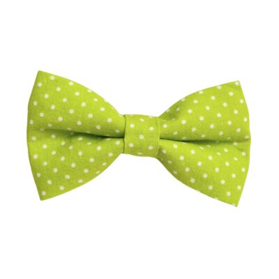 Lime Green and White Polka Dots Dog Bow Tie