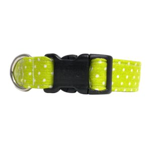 Lime Green and White Polka Dots Dog Collar