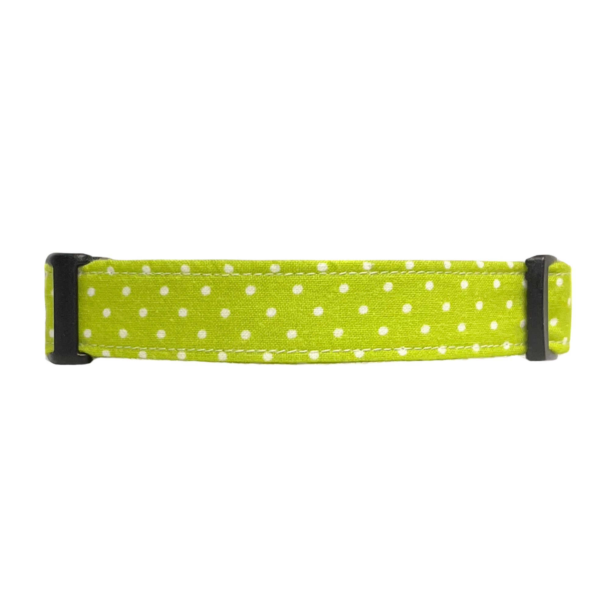 Lime Green and White Polka Dots Dog Collar - Image 2