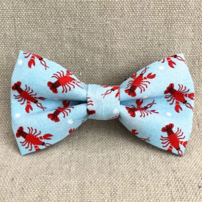 Blue and Red Lobsters Dog Bow Tie
