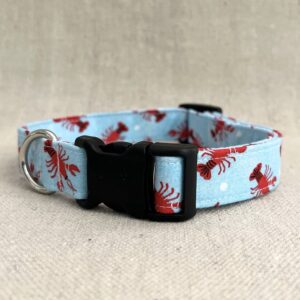 Blue and Red Lobsters Dog Collar