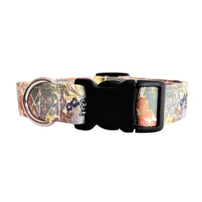 Orange Blue Yellow Gold Metallic English Rose Dog Collar